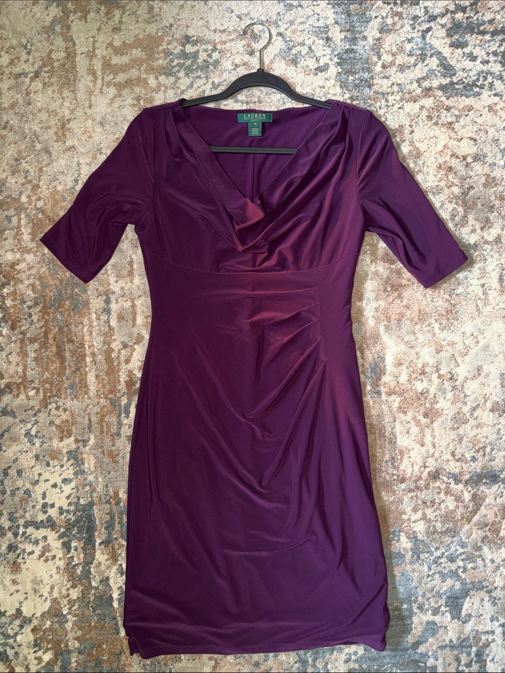 Lauren Ralph Lauren Plum Draped Sheath Midi Dress